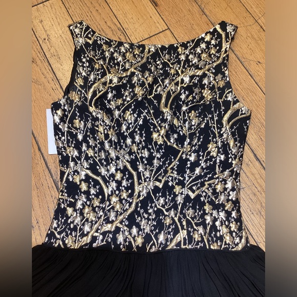 Vintage 1960’s Brocade Drop Waist Chiffon Dress - Picture 3 of 5